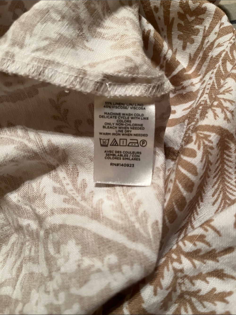 LOFT White and Taupe Paisley Button-Front Mini Dress, Size 00P - Picture 5 of 5